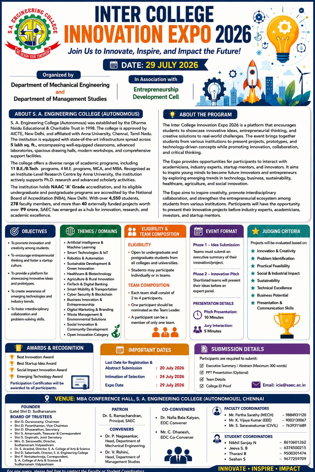 INNOVATION EXPO 2026 Inter College Innovation Expo Poster 